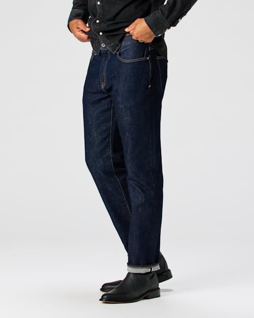 on model image of Japanese Stretch Selvedge Denim - HB Straight