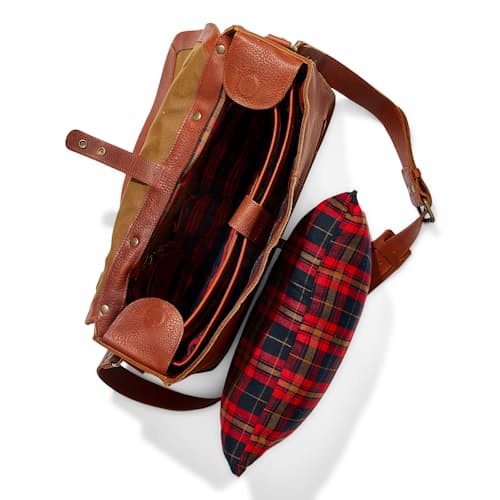 laydown image of Kent Leather Messenger Bag