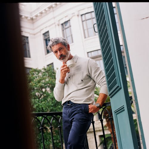 lifestyle image of Vintage Washed Straight Leg Chino Pant