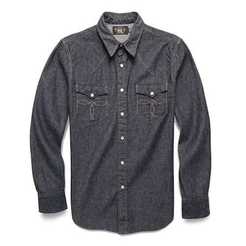 laydown image of Denim Buffalo Western Workshirt