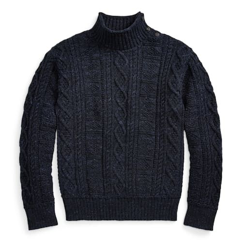 laydown image of Cable Knit Mock Sweater