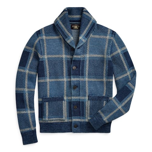 laydown image of Jacquard Shawl Cardigan Sweater