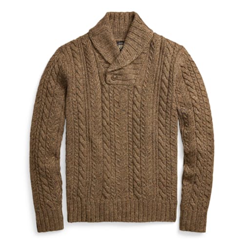 laydown image of Cable Knit Shawl Cardigan Sweater
