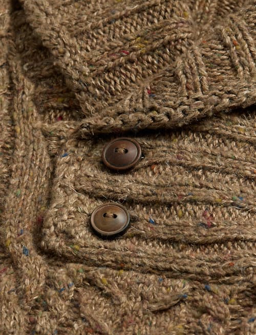 laydown detail image of Cable Knit Shawl Cardigan Sweater