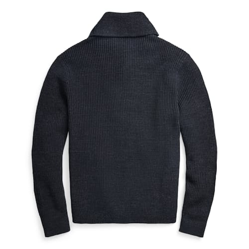 laydown image of Wool Blend Shawl Cardigan Sweater