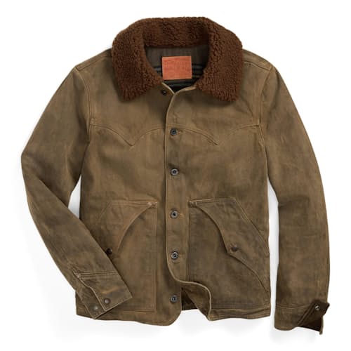 laydown image of Halkirk Roughout Denim Jacket