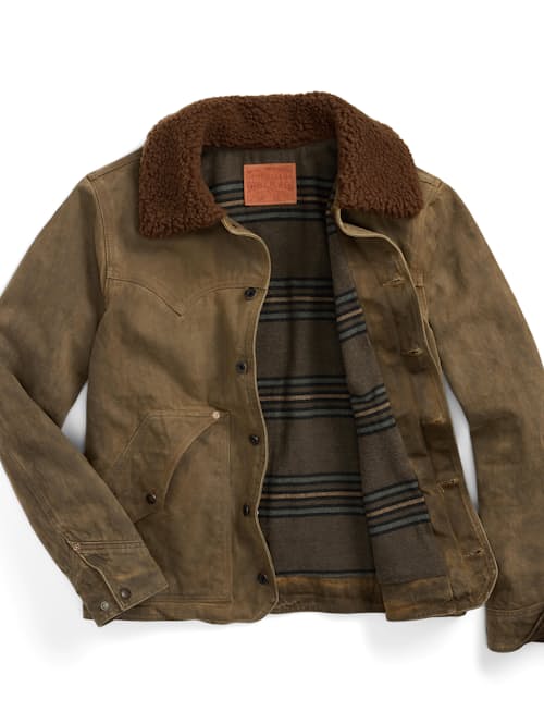 laydown detail image of Halkirk Roughout Denim Jacket