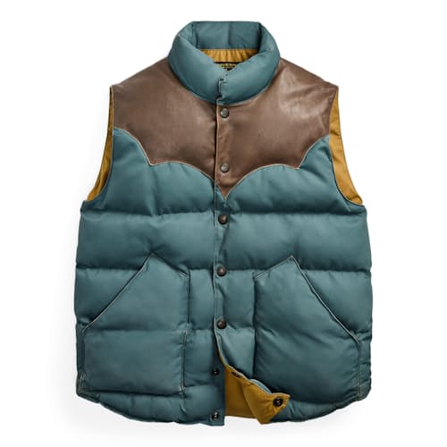 laydown image of Stonely Leather Yoke Vest