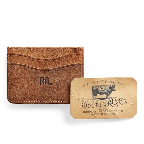 laydown image of Roughout Suede Card Holder