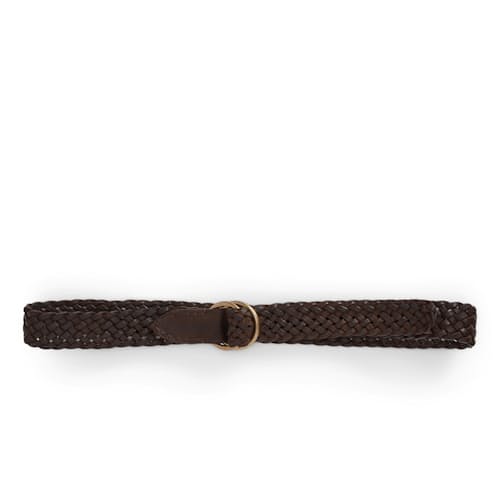 laydown image of Leather Braided OO Ring Belt