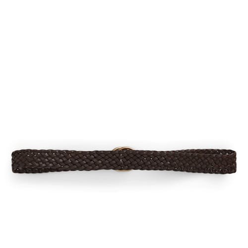 laydown image of Leather Braided OO Ring Belt
