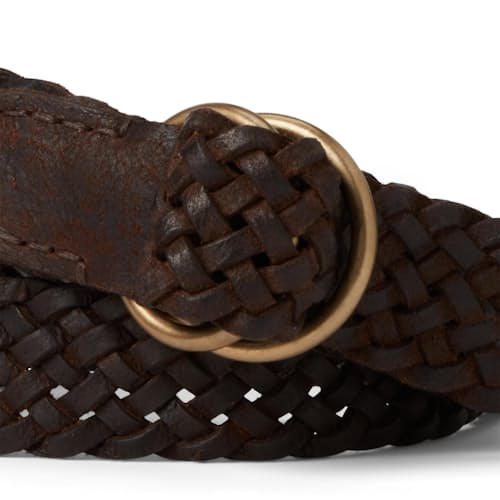 laydown detail image of Leather Braided OO Ring Belt