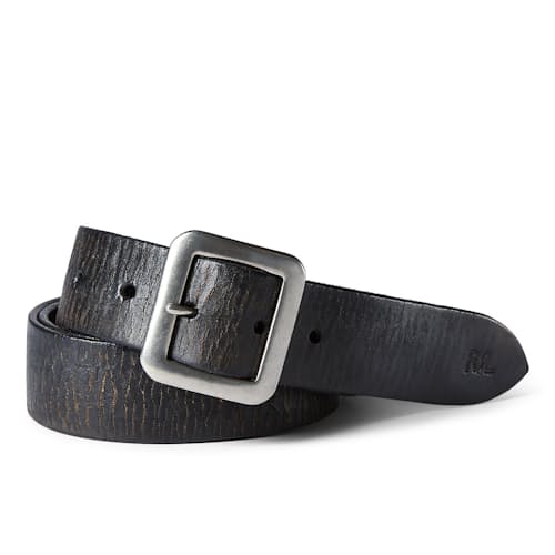 laydown image of Burling Hand-Burnished Leather Belt