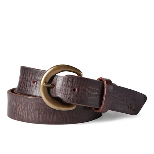 laydown image of Terrance Tumbled Leather Belt