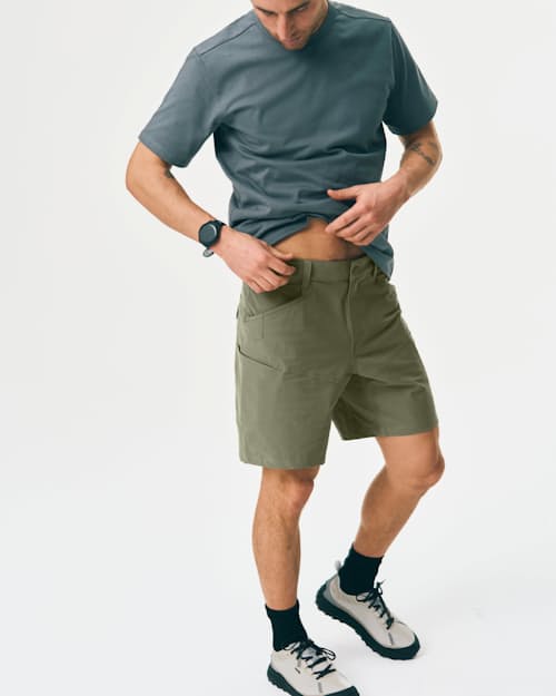 on model image of Tactical Unlined Utility Short - 8"
