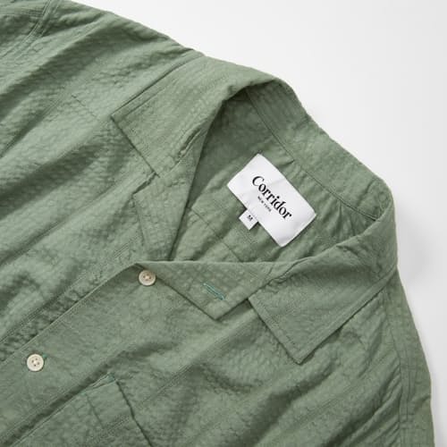 laydown detail image of Striped Seersucker Camp Shirt