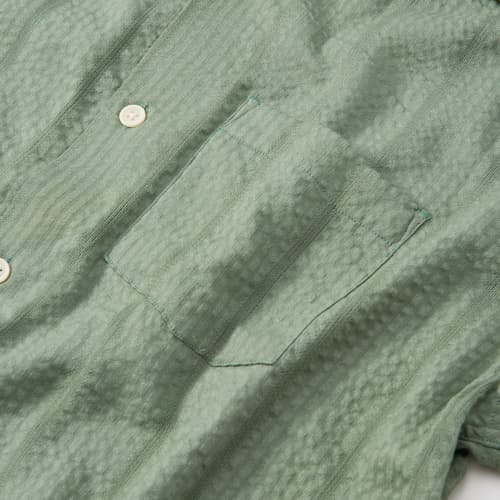 laydown detail image of Striped Seersucker Camp Shirt