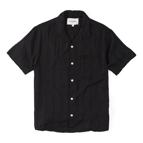 laydown image of Striped Seersucker Camp Shirt