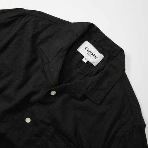 laydown detail image of Striped Seersucker Camp Shirt