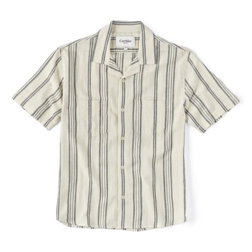 laydown image of High Twist Stripe Camp Shirt