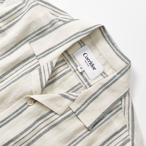 laydown detail image of High Twist Stripe Camp Shirt