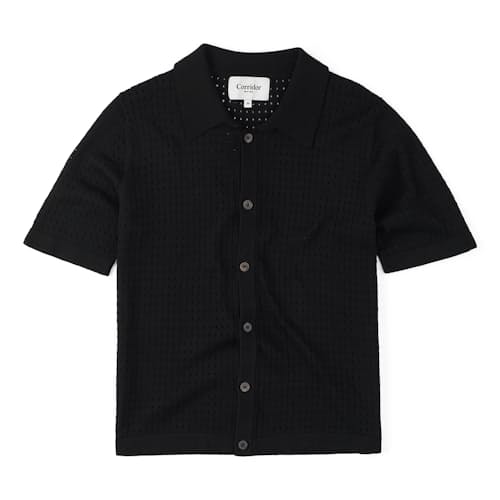 laydown image of Pointelle Button Down Polo