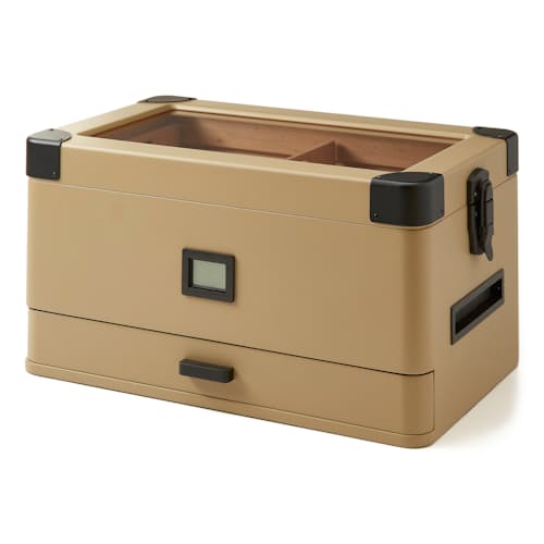 laydown image of Military Glass Top Cigar Humidor - Exclusive