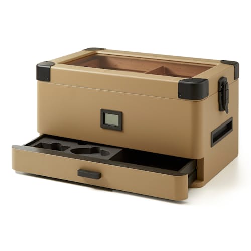 laydown image of Military Glass Top Cigar Humidor - Exclusive