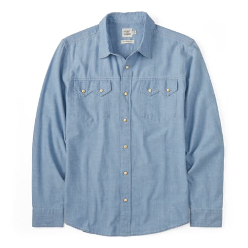 laydown image of Slub Chambray Sawtooth Western Shirt