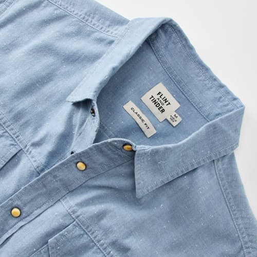laydown detail image of Slub Chambray Sawtooth Western Shirt