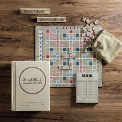 lifestyle image of Scrabble Vintage Bookshelf Edition