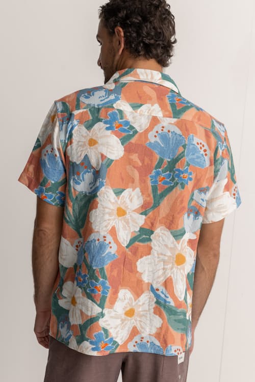 on model image of Lost Orchid Camp Collar Shirt