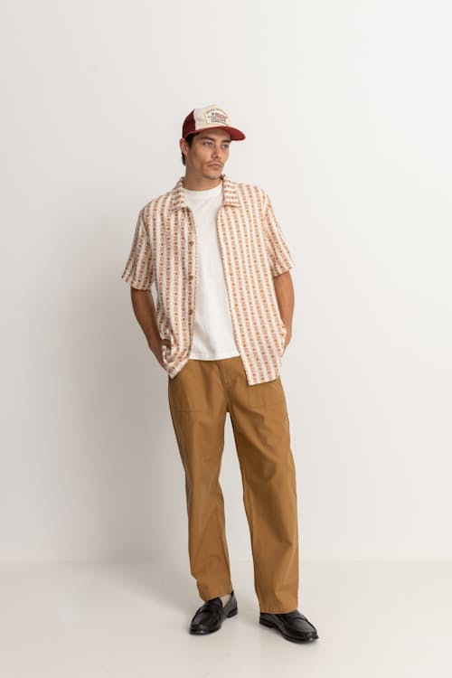 on model image of Tile Stripes Short Sleeve Shirt