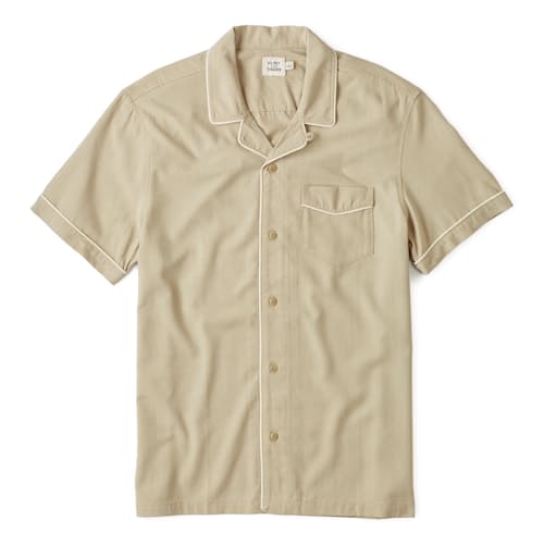 laydown image of Camp Collar Tipped Short Sleeve Shirt