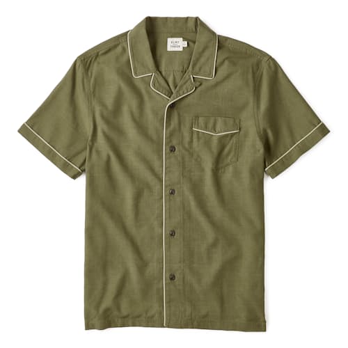 laydown image of Camp Collar Tipped Short Sleeve Shirt