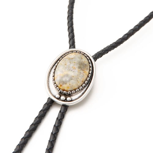 laydown image of Mountain Agate Bolo Tie