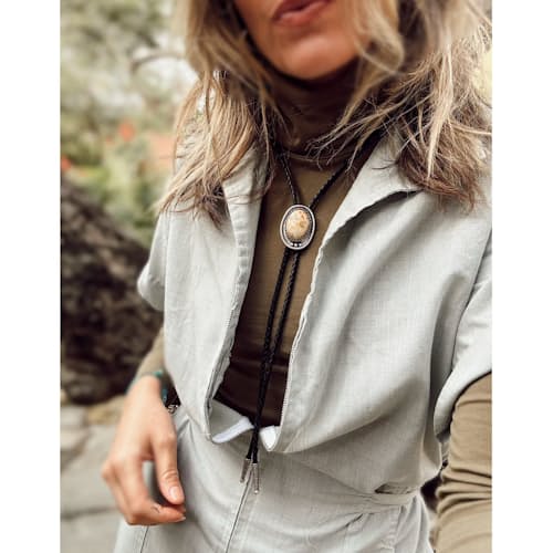 lifestyle image of Mountain Agate Bolo Tie