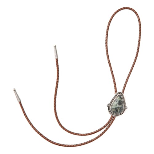 laydown image of Kyanite Drop Bolo Tie