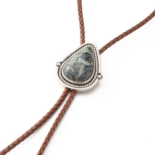 laydown image of Kyanite Drop Bolo Tie