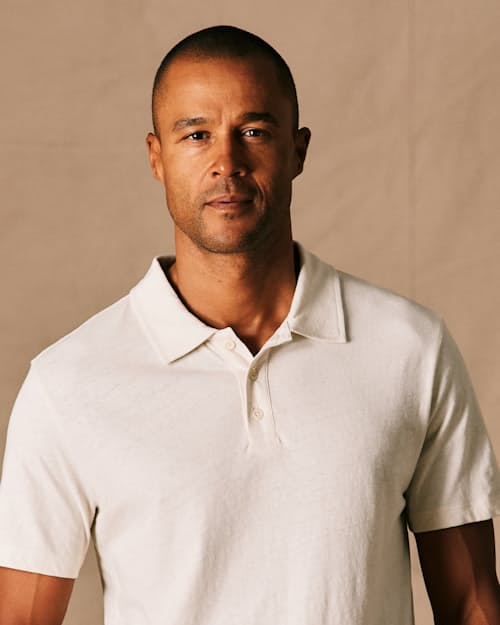 on model image of Cotton Hemp Polo Shirt
