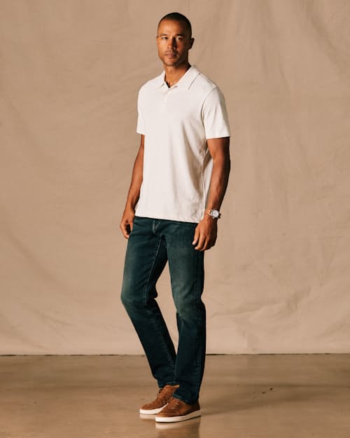 on model image of Cotton Hemp Polo Shirt