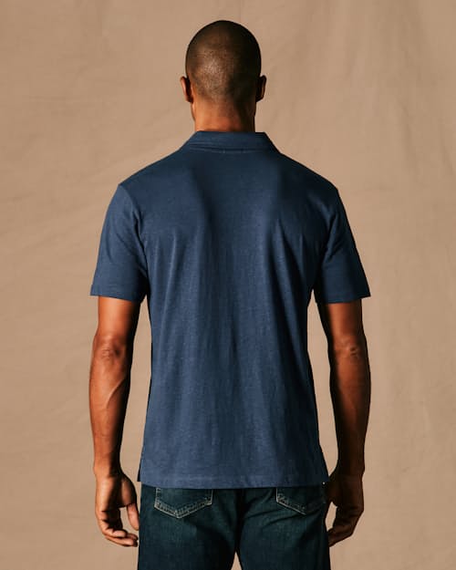 on model image of Cotton Hemp Polo Shirt