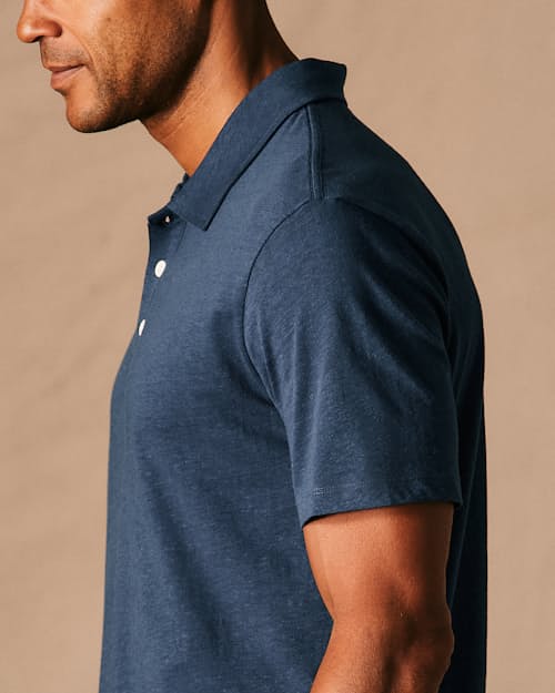 on model image of Cotton Hemp Polo Shirt