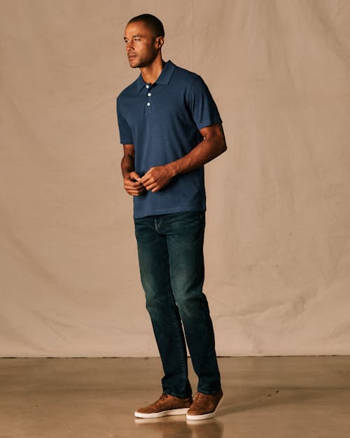 on model image of Cotton Hemp Polo Shirt