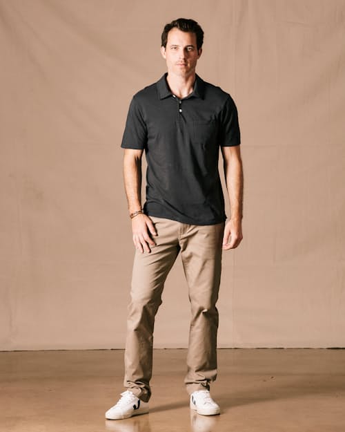 on model image of The Vintage Slub Polo Shirt