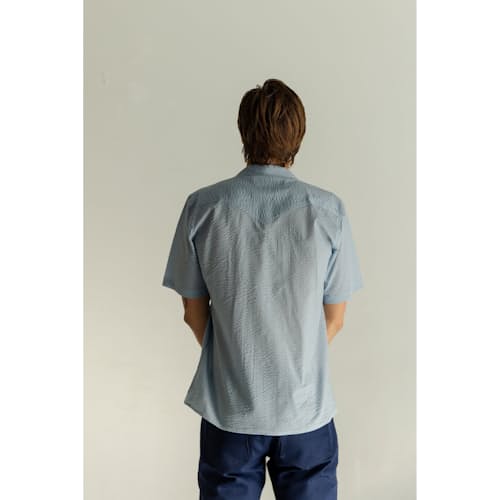 on model image of Salado Summer Woven Shirt