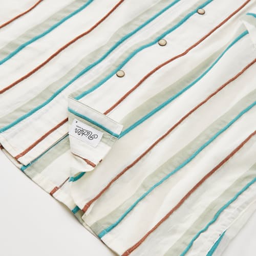laydown detail image of Striped Pearl Snap Shirt