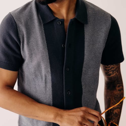 on model image of The Playa Sweater Polo