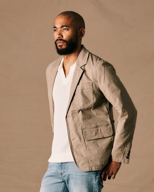 on model image of 365 Utility Blazer