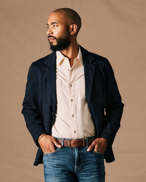 on model image of 365 Utility Blazer
